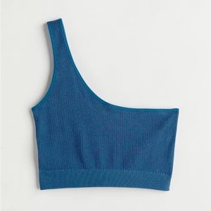 Blue One Shoulder Cropped Top